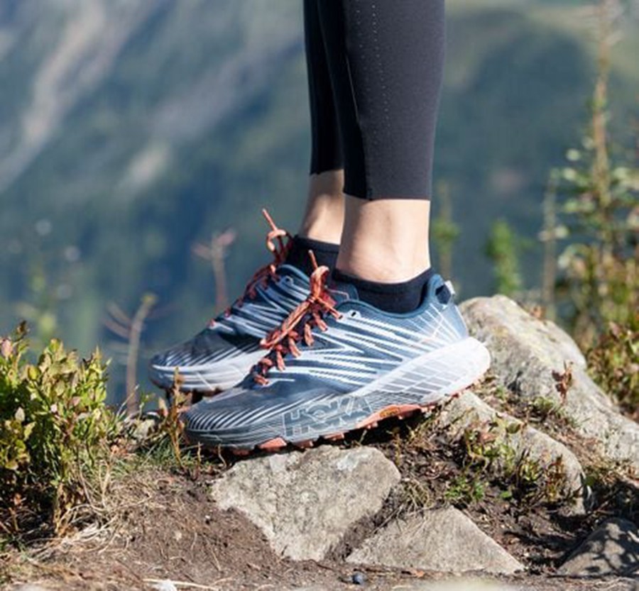 Hoka Australia One One Speedgoat 4 - Womens Trail Shoes Navy/White - OUKYD-4763